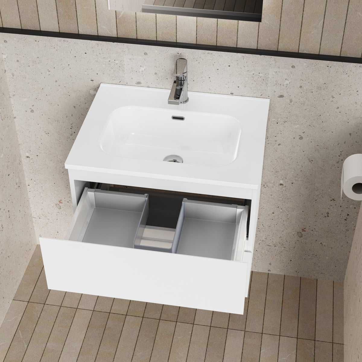 Aloni liva badkamermeubelset compleet 60cm glanzend wit