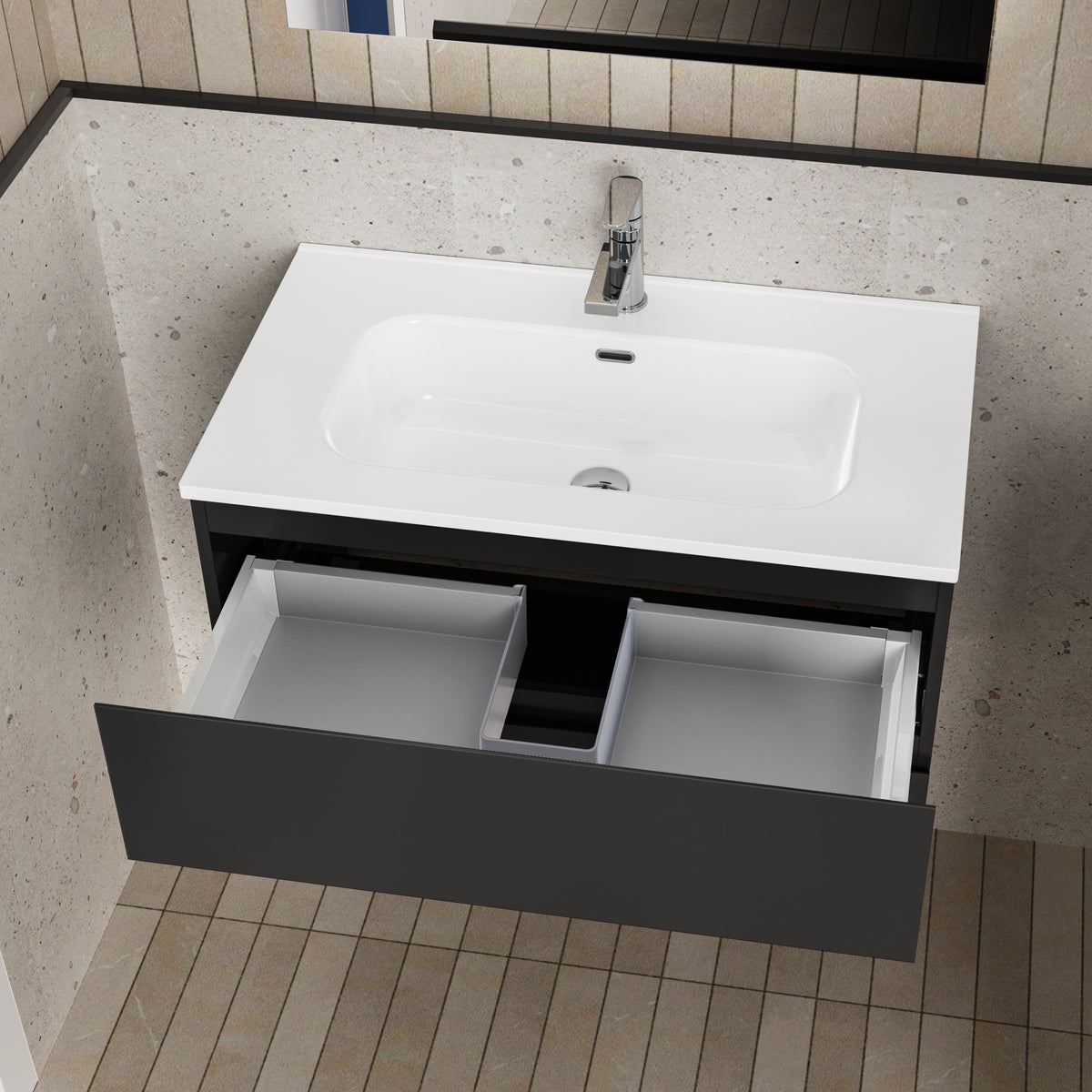 Aloni liva badkamermeubelset compleet 80cm mat zwart