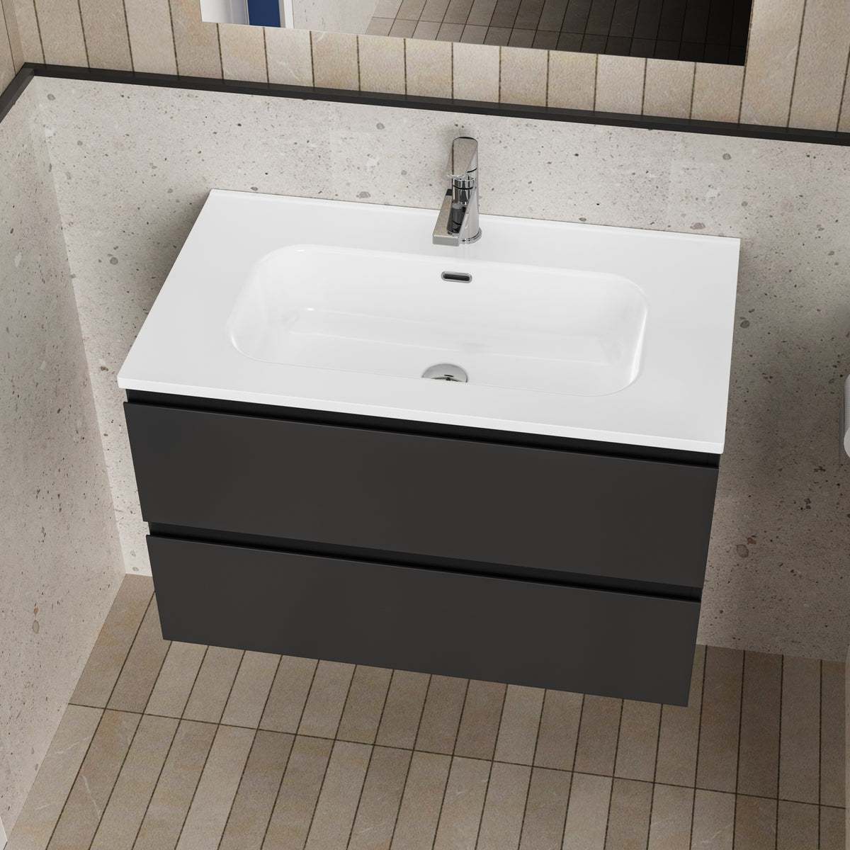 Aloni liva badkamermeubelset compleet 80cm mat zwart