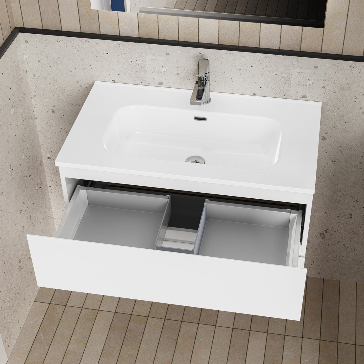 Aloni liva badkamermeubelset compleet 80cm glanzend wit