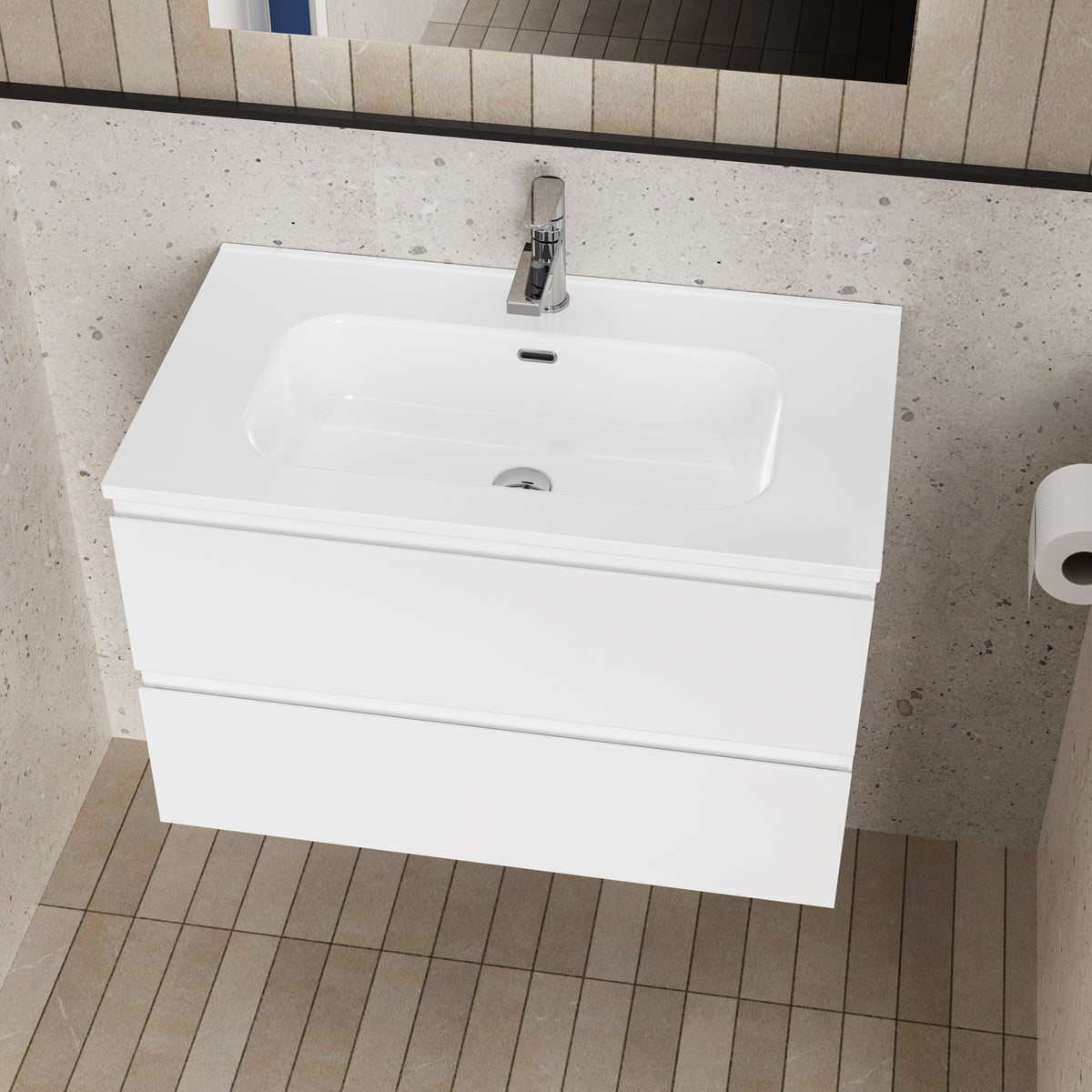 Aloni liva badkamermeubelset compleet 80cm glanzend wit