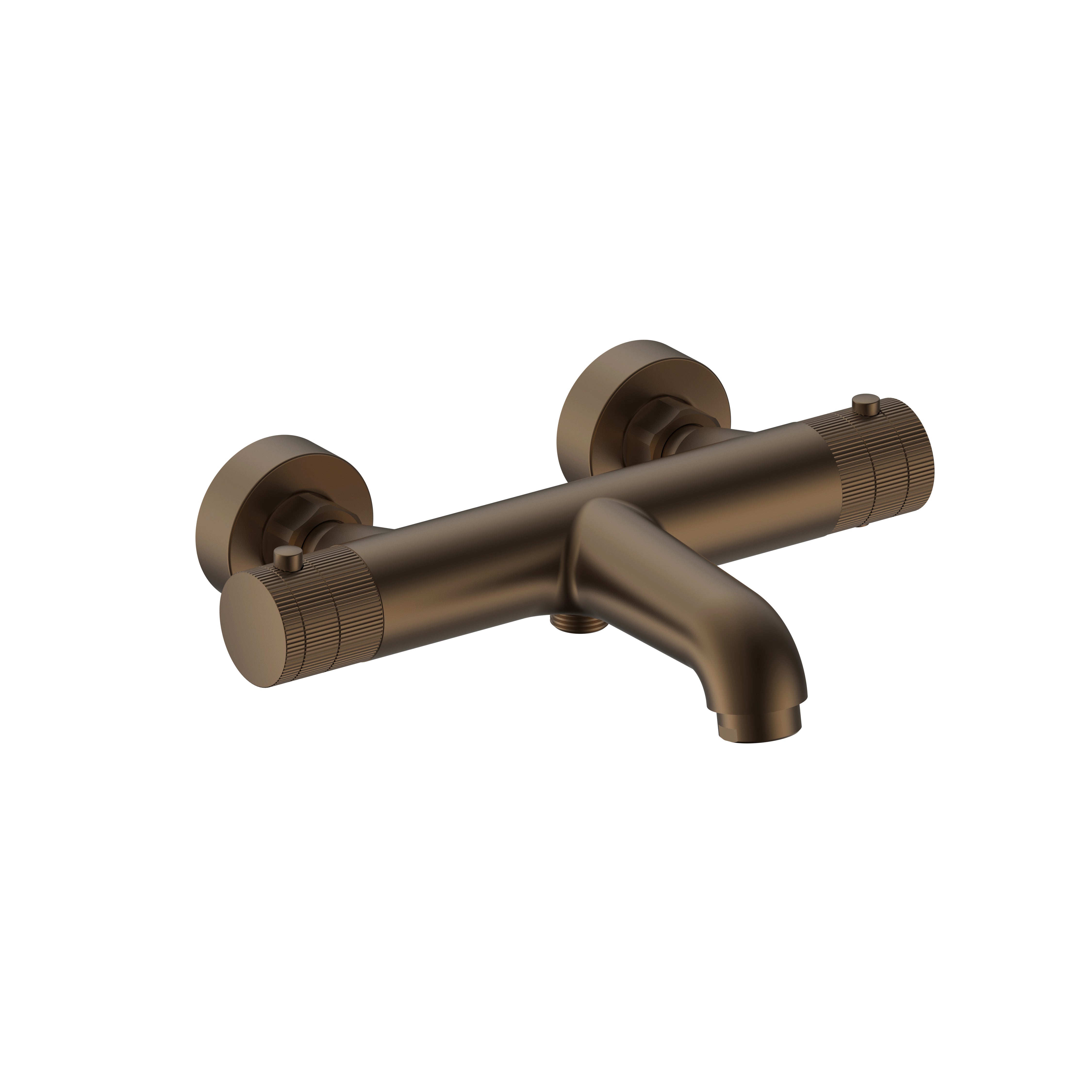 Stria badmengkraan - thermostatisch - opbouw - knoppen met ribbelstructuur - bruin brons (pvd)