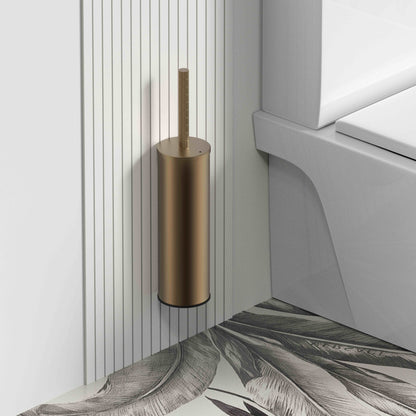 Stria toiletborstel met houder - greep met verfijnde ribbelstructuur - hangend en staand - met kunststof binnenpot - bruin brons (pvd), sfeerbeeld