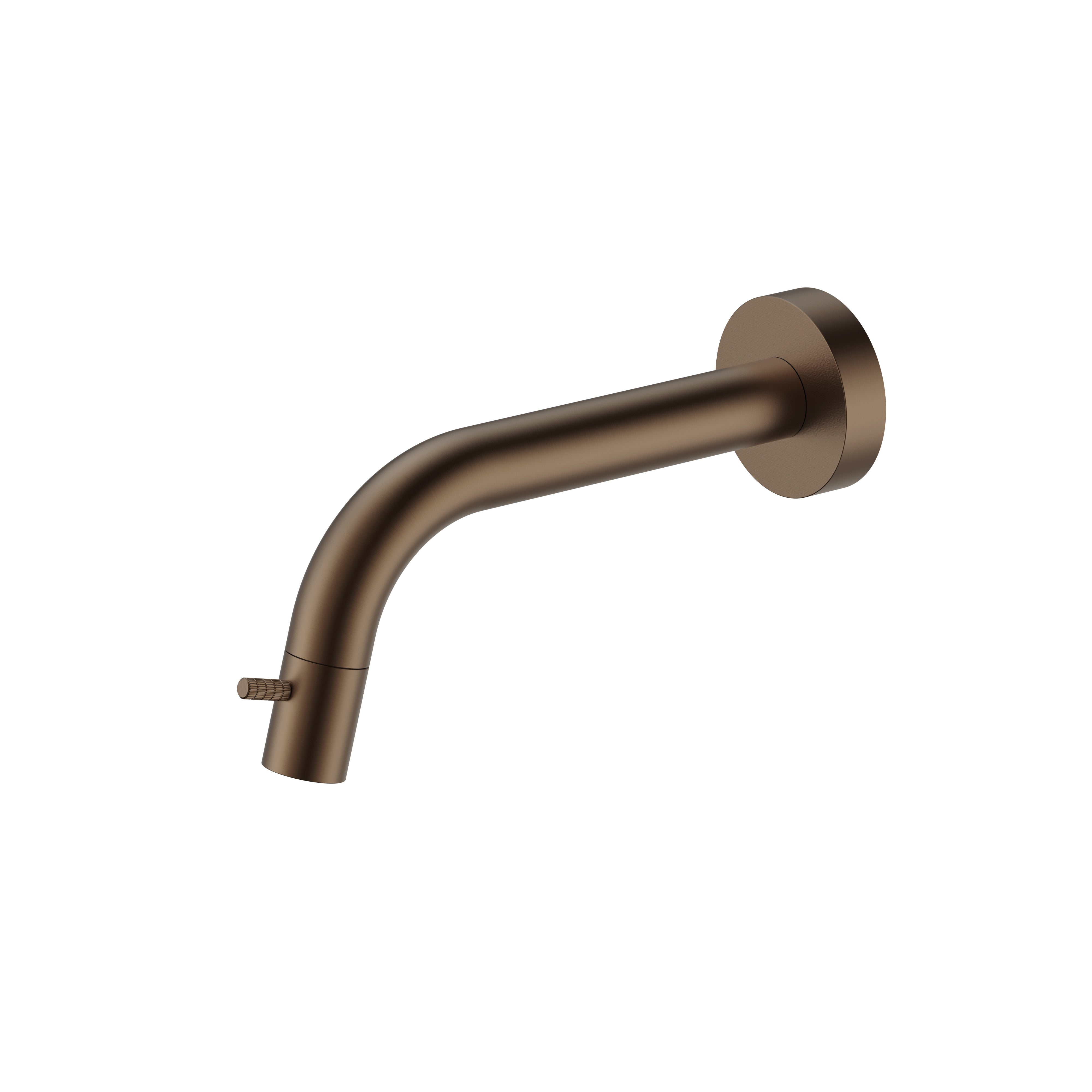 Stria koudwaterkraan - wandmontage - inkortbaar - knop met verfijnde ribbelstructuur - zonder afvoerplug - bruin brons (pvd)
