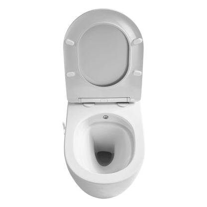 Aloni pro hangtoilet met bidet - tornado flush - randloos - met bidetkraan koud en warm water - met zitting - 52,5cm - mat wit