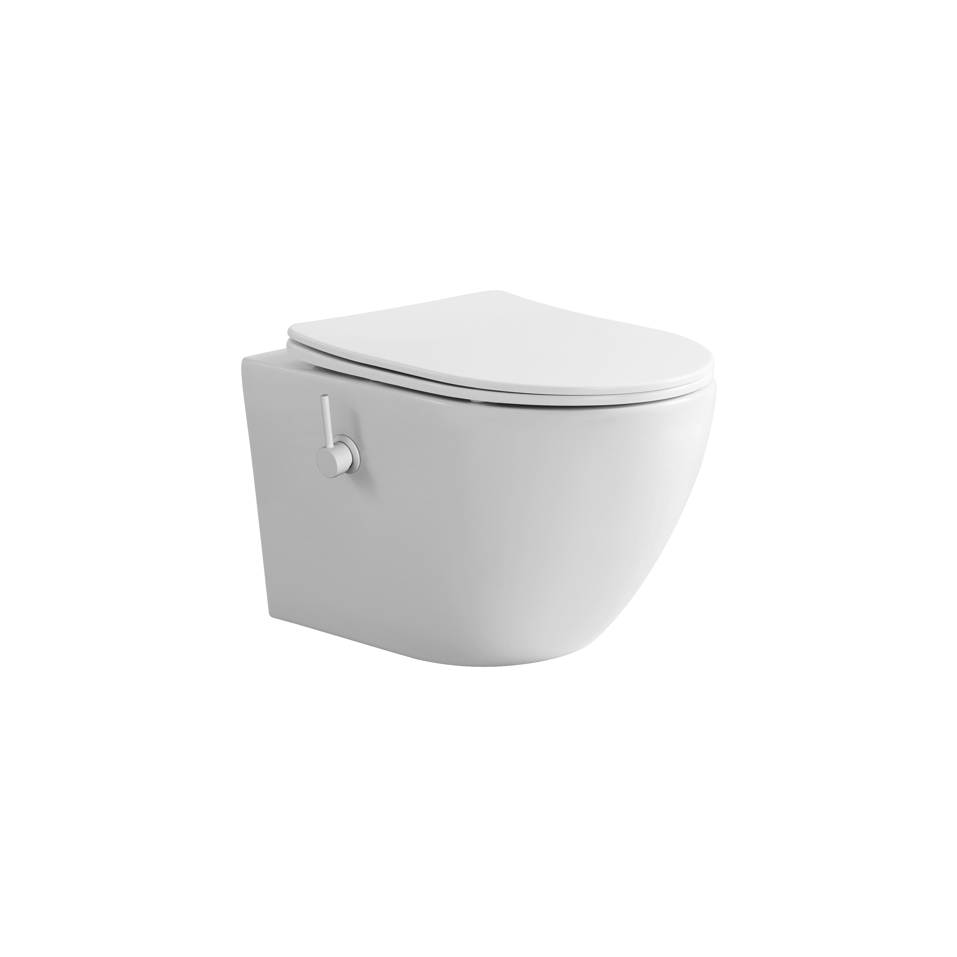 Aloni pro hangtoilet met bidet - tornado flush - randloos - met bidetkraan koud en warm water - met zitting - 52,5cm - mat wit