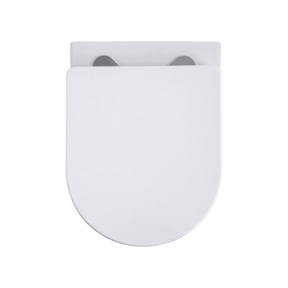 Aloni pro hangtoilet - tornado flush - randloos - met zitting - duroplast - soft close - quick release - compact 49 cm - 36x32x49 cm - glanzend wit
