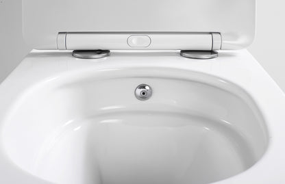 Aloni pro hangtoilet met bidet - tornado flush - randloos - met bidetkraan koud en warm water - met zitting - 52,5cm - glanzend wit