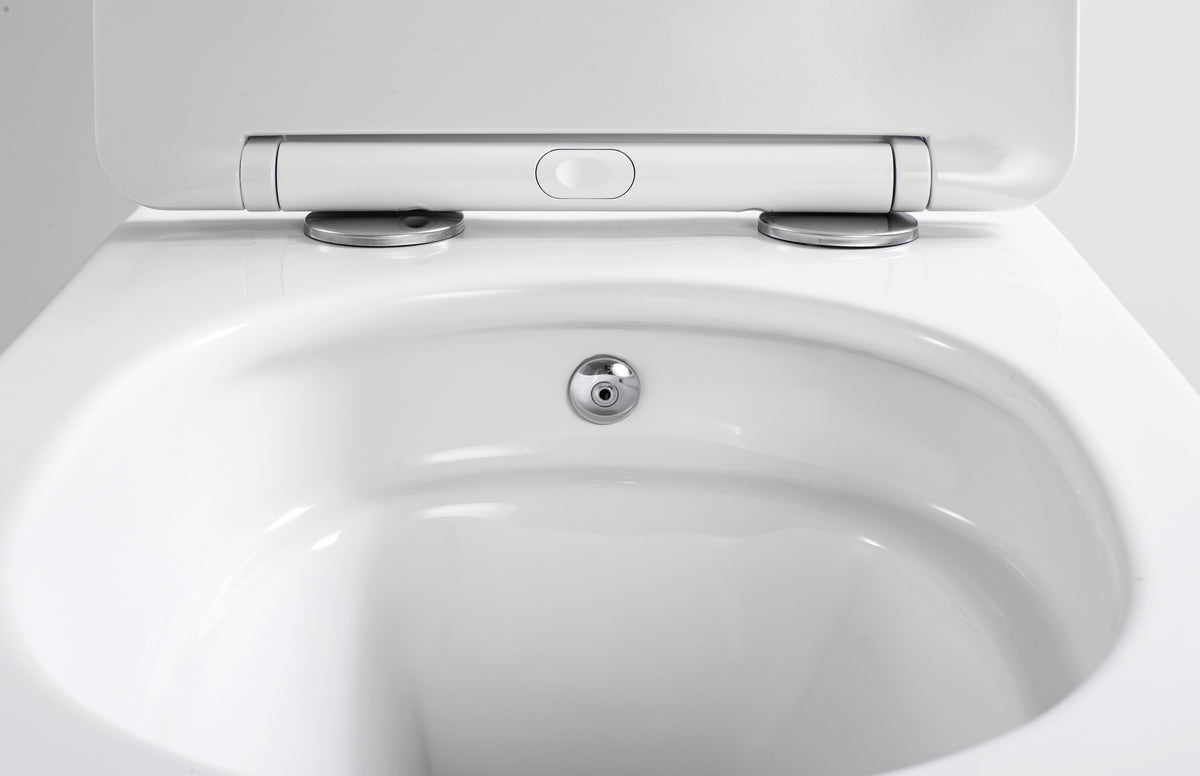 Aloni pro hangtoilet met bidet - tornado flush - randloos - met bidetkraan koud en warm water - met zitting - 52,5cm - glanzend wit