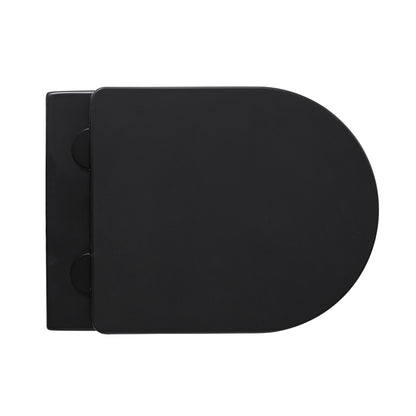 Aloni pro hangtoilet - tornado flush - randloos - met zitting - duroplast - soft close - quick release - compact 49 cm - 36x32x49 cm - mat zwart
