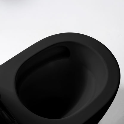 Aloni pro hangtoilet met bidet - tornado flush - randloos - met bidetkraan koud en warm water - met zitting - 52,5cm - mat zwart