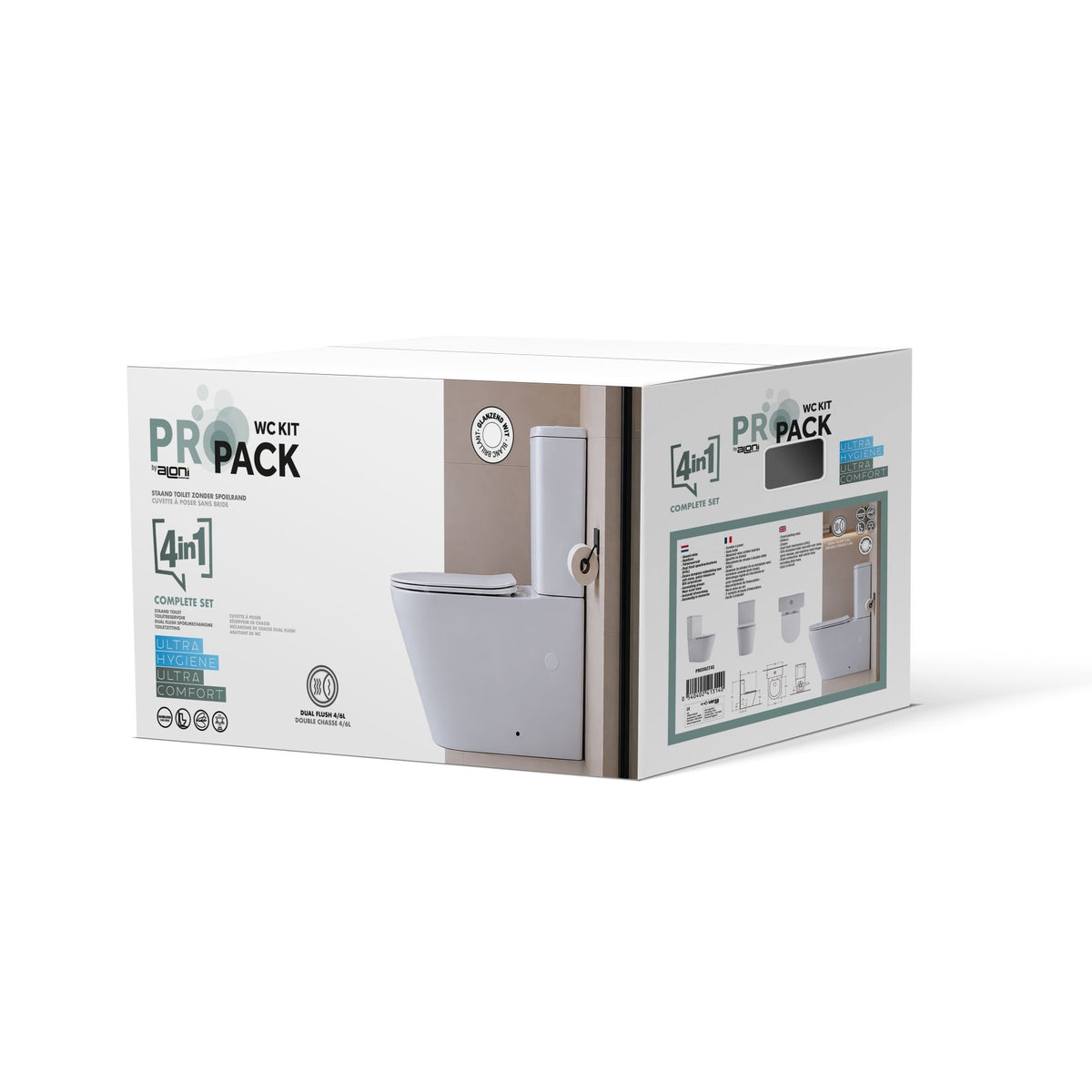 Aloni pro3027 duoblok - staand toilet - met reservoir - met spoelmechanisme - dubbele spoeling 4/6l - met zitting - softclose