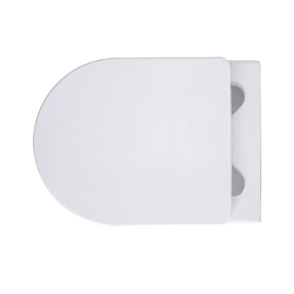 Aloni pro hangtoilet - randloos - met zitting - duroplast - soft close - quick release - compact 49 cm - 36x25x49 cm - glanzend wit