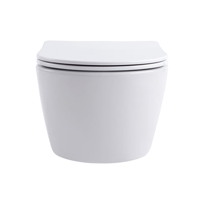 Aloni pro hangtoilet - randloos - met zitting - duroplast - soft close - quick release - compact 49 cm - 36x25x49 cm - glanzend wit