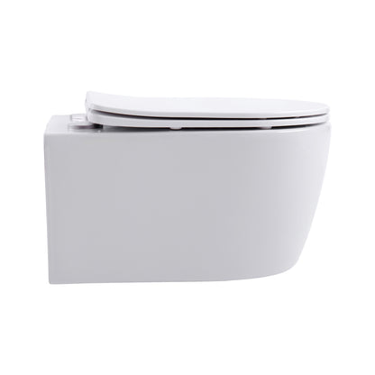 Aloni pro hangtoilet - randloos - met zitting - duroplast - soft close - quick release - compact 49 cm - 36x25x49 cm - mat wit