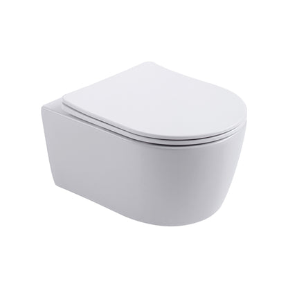 Aloni pro hangtoilet - randloos - met zitting - duroplast - soft close - quick release - compact 49 cm - 36x25x49 cm - mat wit