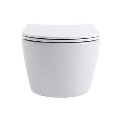 Aloni pro hangtoilet - randloos - met zitting - duroplast - soft close - quick release - compact 49 cm - 36x25x49 cm - mat wit