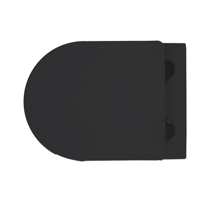 Aloni pro hangtoilet - randloos - met zitting - duroplast - soft close - quick release - compact 49 cm - 36x25x49 cm - mat zwart