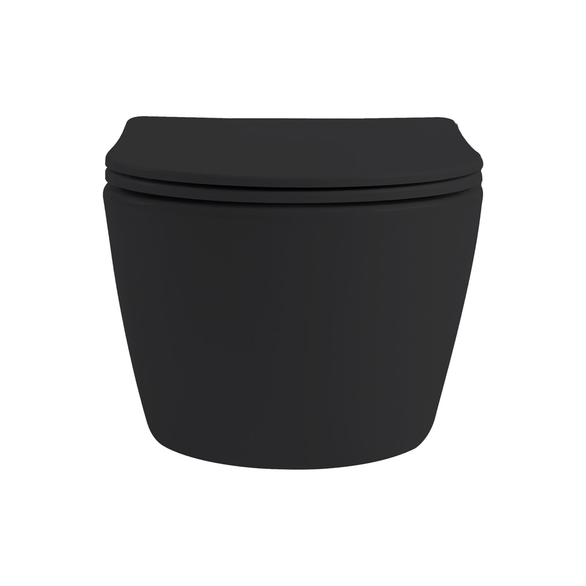 Aloni pro hangtoilet - randloos - met zitting - duroplast - soft close - quick release - compact 49 cm - 36x25x49 cm - mat zwart
