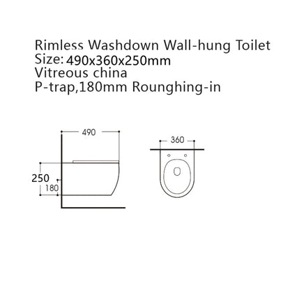 Aloni pro hangtoilet - randloos - met zitting - duroplast - soft close - quick release - compact 49 cm - 36x25x49 cm - mat zwart