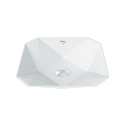 Creavit ruby rb040 waskom - opbouw - keramiek - zonder overloop - zonder kraangat - 40x8,5x40 cm - glanzend wit