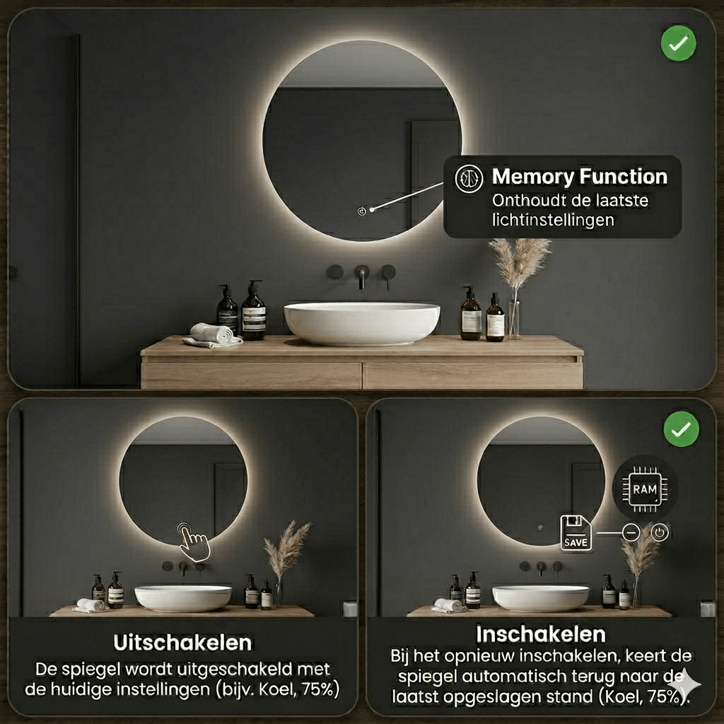 Badkamerspiegel Aurora 70x70, met Gouden Lijst