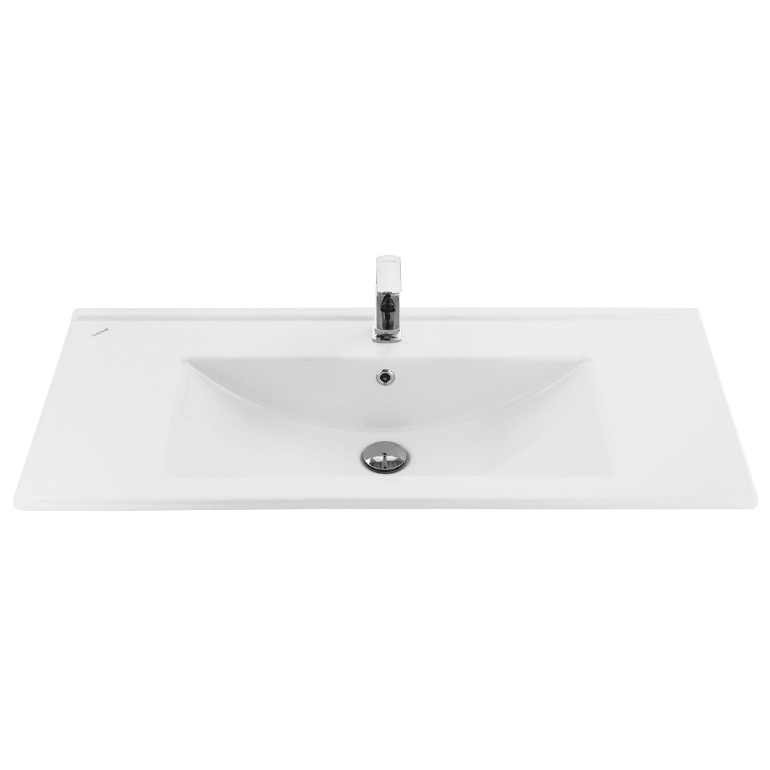 Su wastafel - 1 wasbak - met kraangat - keramiek - 100x45cm - glanzend wit