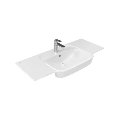 Creavit saily wastafel - 1 wasbak - 1 kraangat - met aflegvlak - keramiek - 100 x 45x17,7 cm - glanzend wit