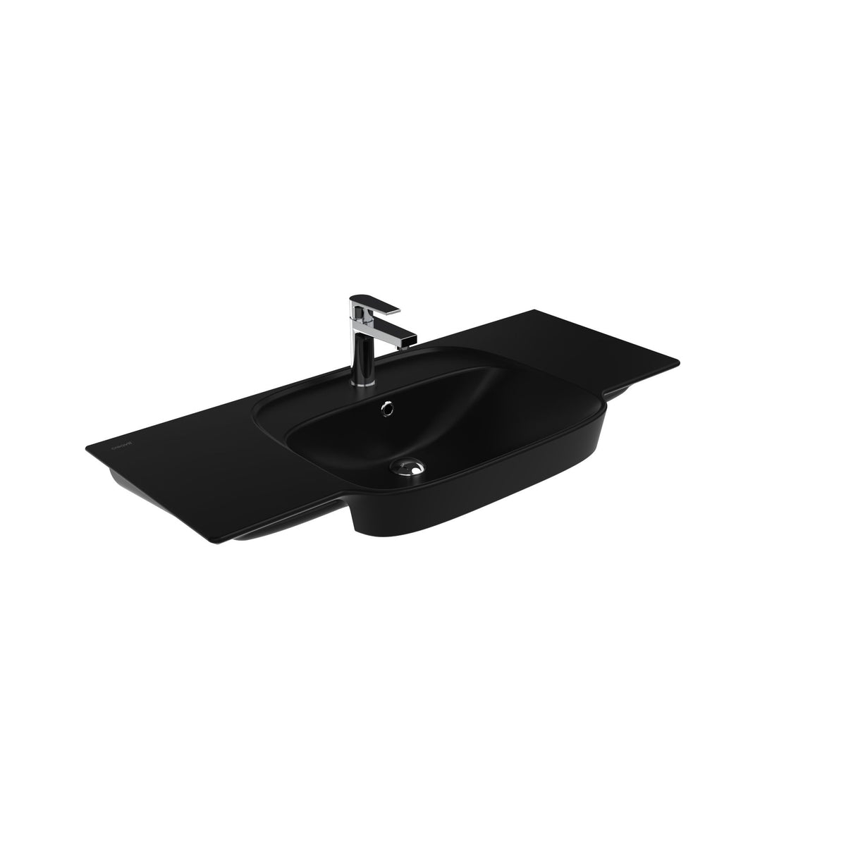 Creavit saily wastafel - 1 wasbak - 1 kraangat - met aflegvlak - keramiek - 100 x 45x17,7 cm - houtskool zwart