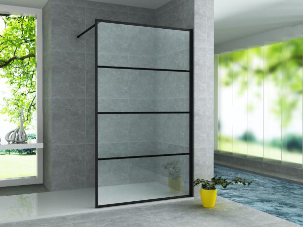 Aloni inloopdouchewand mat zwart raster 90x200cm 8mm