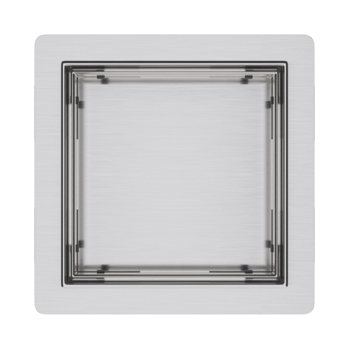 Aloni doucheput - met tegelrooster - 15 x 15 cm - geborsteld RVS