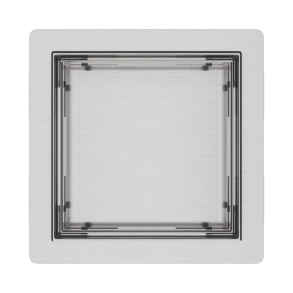 Aloni doucheput - met tegelrooster - 15 x 15 cm - geborsteld RVS