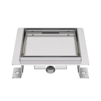 Aloni doucheput - met tegelrooster - 15 x 15 cm - geborsteld RVS