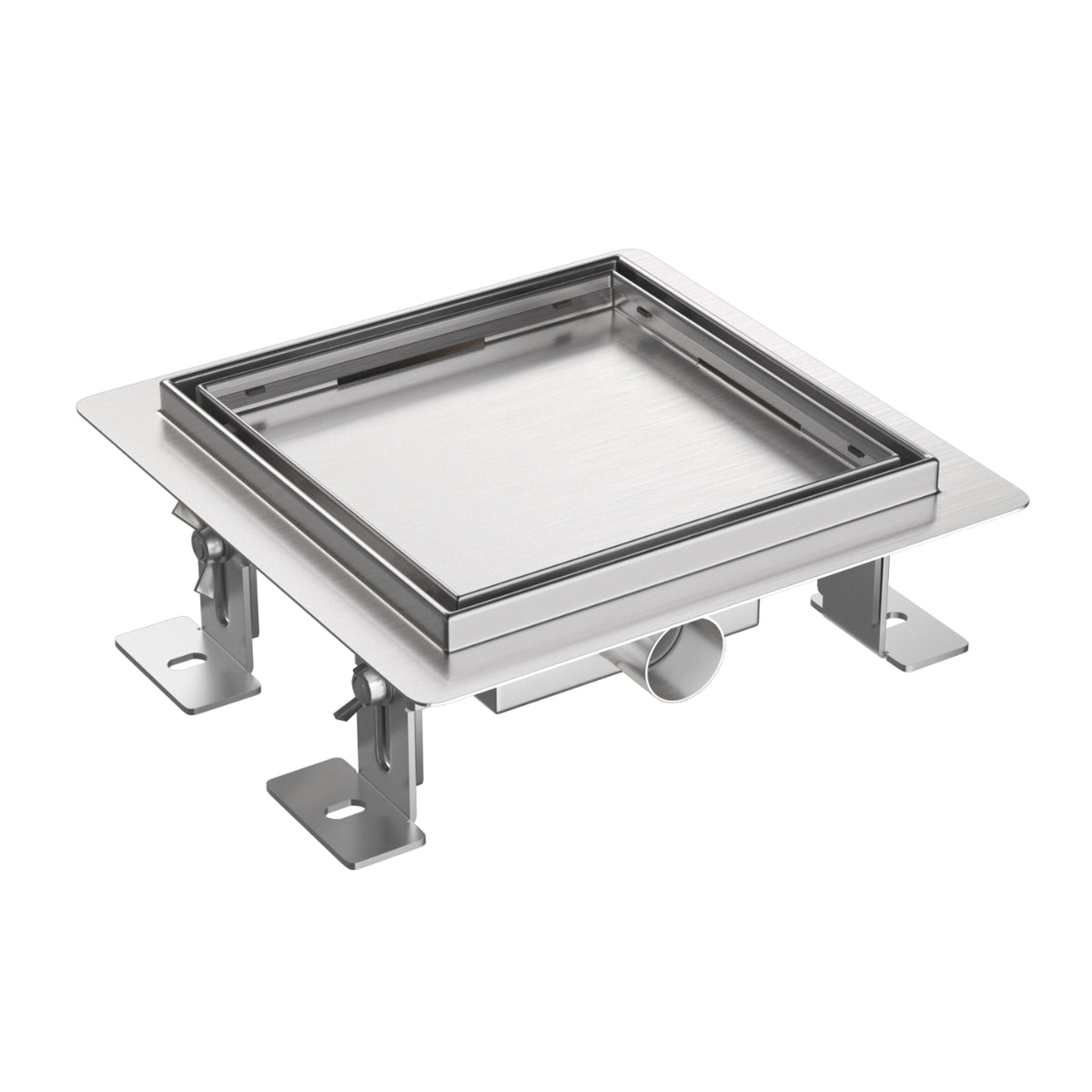 Aloni doucheput - met tegelrooster - 15 x 15 cm - geborsteld RVS