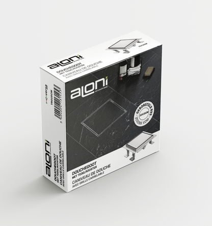 Aloni doucheput - met tegelrooster - 15 x 15 cm - geborsteld RVS