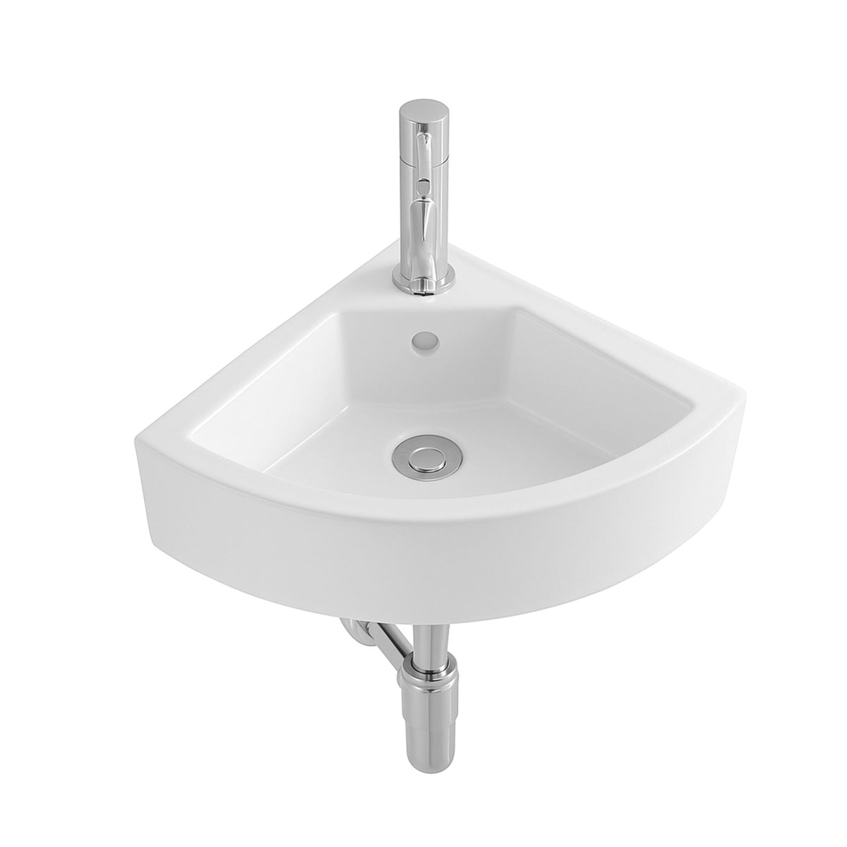 Aloni zareo hoekfontein - met overloop - met kraangat - keramiek - 32,5 x 32,5 x 13 cm - glanzend wit