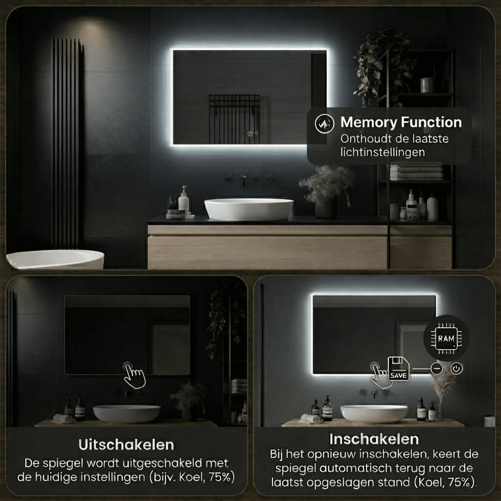 Badkamerspiegel Sorento 120x60, met zwarte lijst
