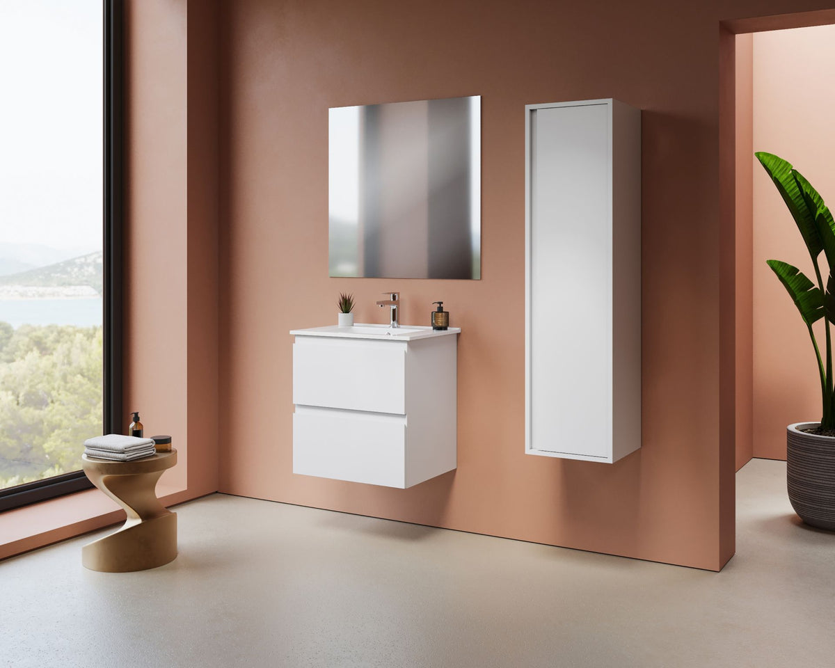 Aloni sally XL wastafelonderkast - 2 lades - softclose - greeploos - 56 x 60x45,3 cm - mat wit