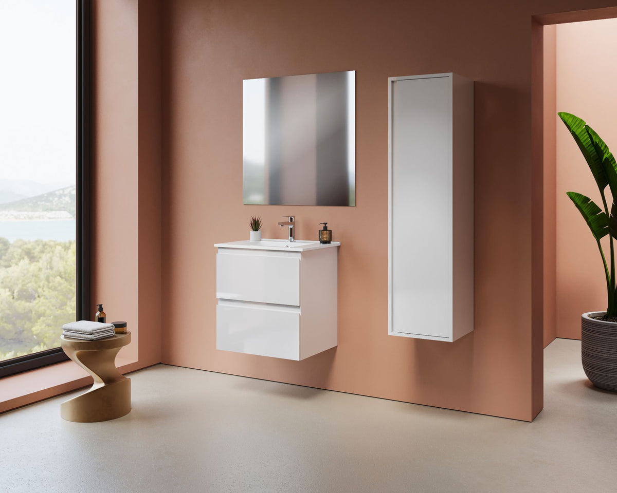 Aloni sally XL wastafelonderkast - 2 lades - softclose - greeploos - 56 x 60x45,3 cm - glanzend wit