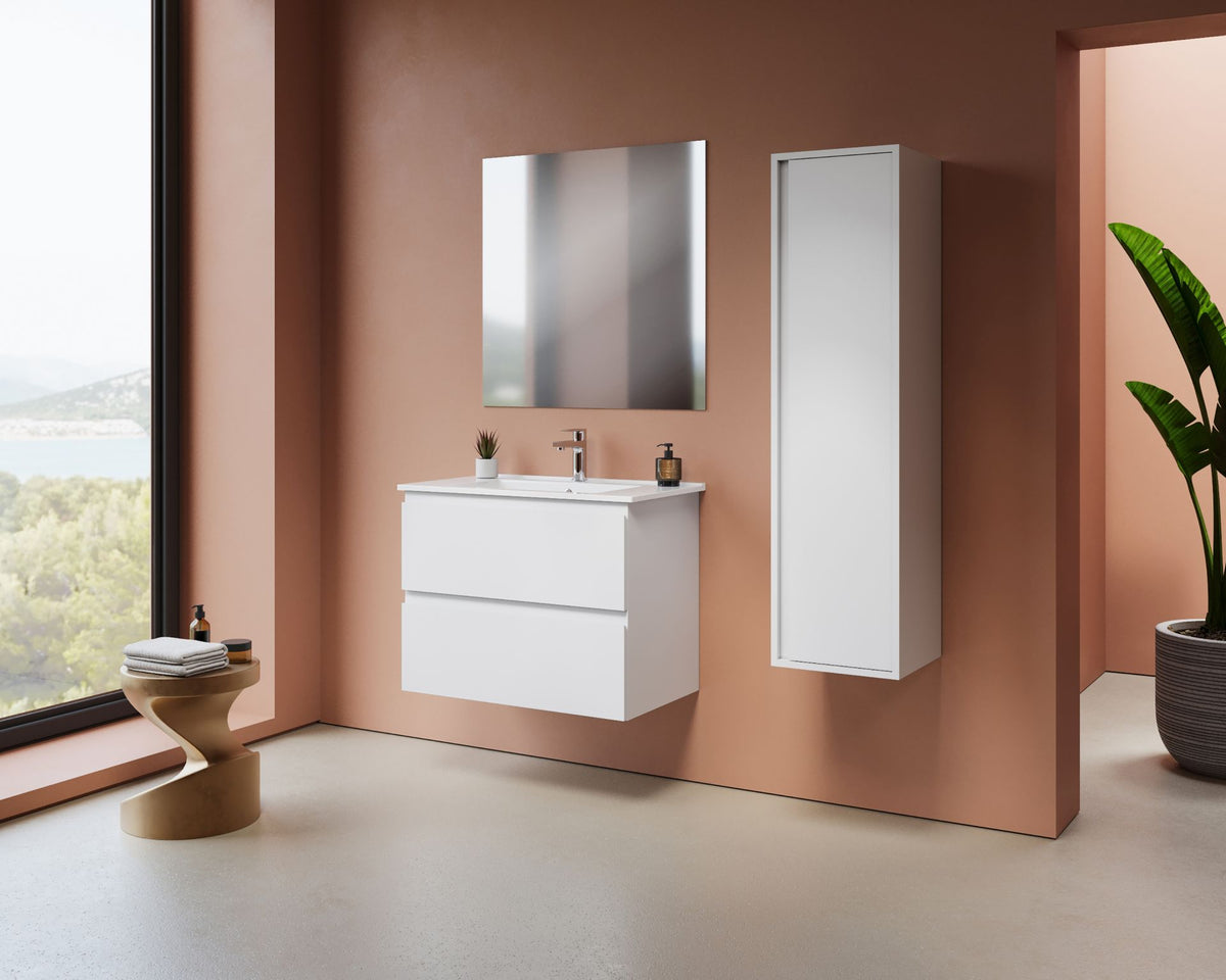 Aloni sally XL wastafelonderkast - 2 lades - softclose - greeploos - 76 x 60x45,3 cm - mat wit