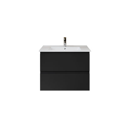 Aloni sally XL wastafelonderkast - 2 lades - softclose - greeploos - 76 x 60x45,3 cm - mat zwart