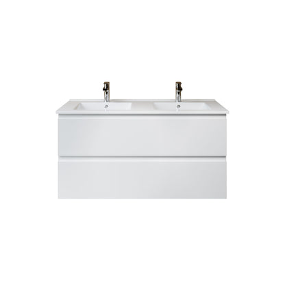 Aloni sally XL wastafelonderkast - 2 lades - softclose - greeploos - 118 x 60x45,3 cm - mat wit