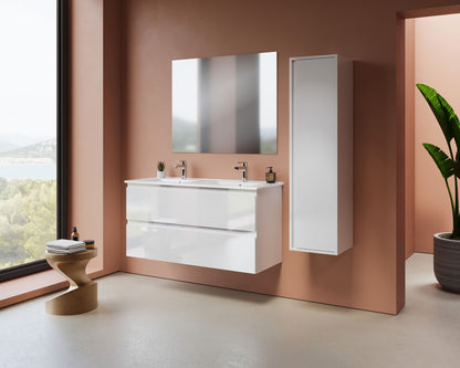 Aloni sally XL wastafelonderkast - 2 lades - softclose - greeploos - 118 x 60x45,3 cm - glanzend wit