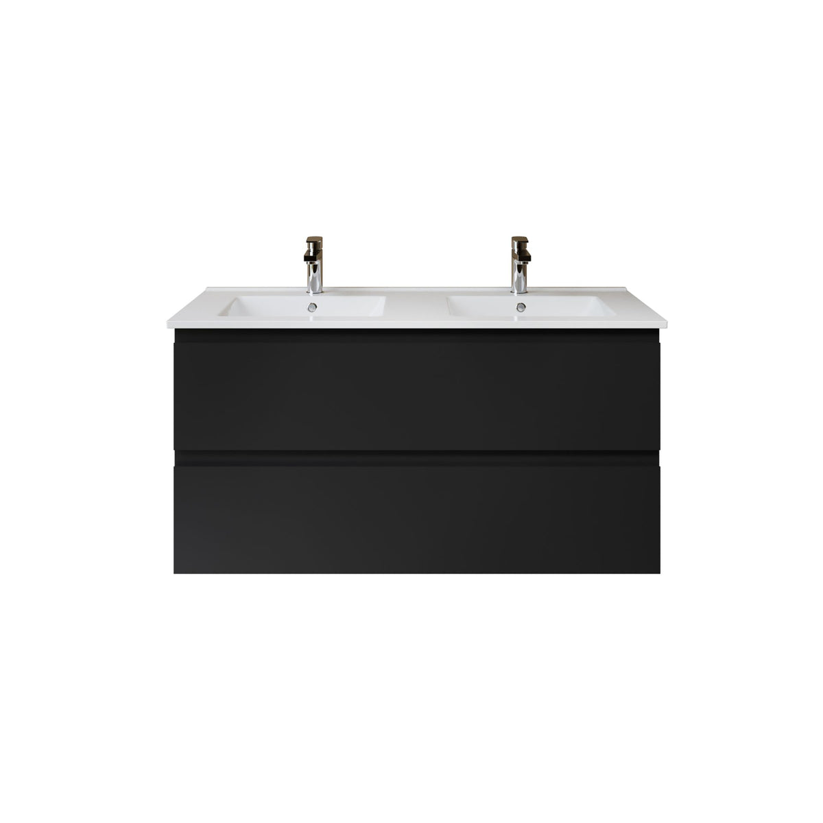 Aloni sally XL wastafelonderkast - 2 lades - softclose - greeploos - 118 x 60x45,3 cm - mat zwart