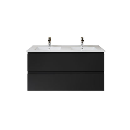 Aloni sally XL wastafelonderkast - 2 lades - softclose - greeploos - 118 x 60x45,3 cm - mat zwart