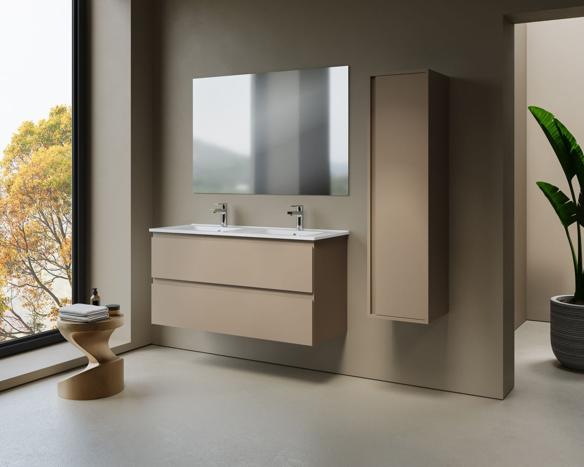 Aloni sally XL wastafelonderkast - 2 lades - softclose - greeploos - 118 x 60x45,3 cm - zand
