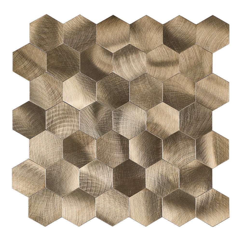 Isodeco Zelfklevende Mozaïek Steenstrip Hexagon Geborsteld Brons