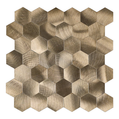 Isodeco Zelfklevende Mozaïek Steenstrip Hexagon Geborsteld Brons