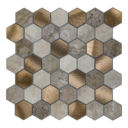 Isodeco Zelfklevende Mozaïek Steenstrip Hexagon Medium Beige Taupe