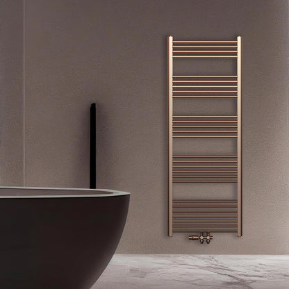 Belrad handdoekdroger - links-rechts/middenaansluiting - 557 watt - 1600x600cm - geborsteld koper, sfeerbeeld